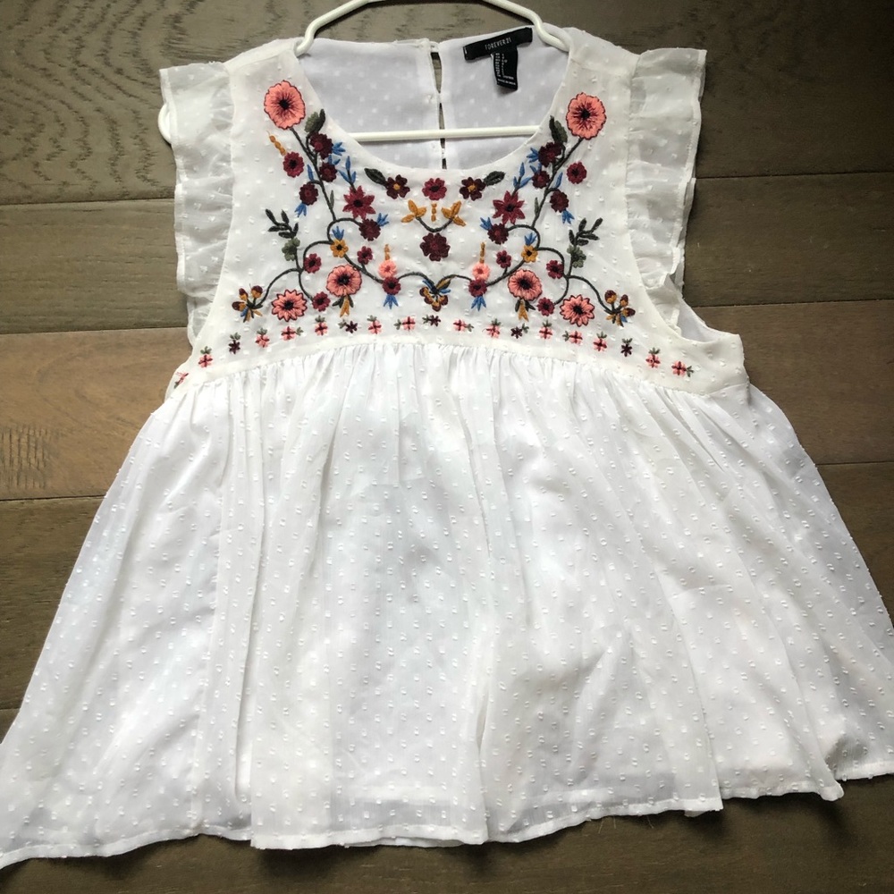 White Summer Floral Shirt
